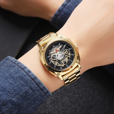 SKMEI Herr Mechanical Armbandsklocka Klocka Quartz Stålrem - Guld
