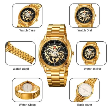 SKMEI Herr Mechanical Armbandsklocka Klocka Quartz Stålrem - Guld