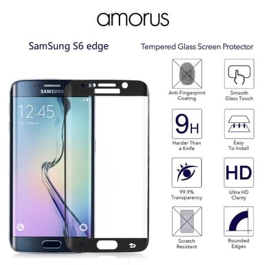 AMORUS Samsung Galaxy S6 Edge Härdat glas - Svart