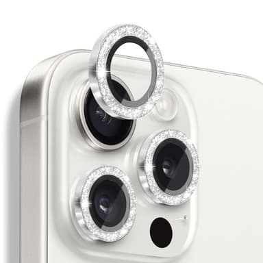 NORTHJO Kameralinsskydd med Glitter för iPhone 16 Pro / 16 Pro Max, Härdat Glas och Metall