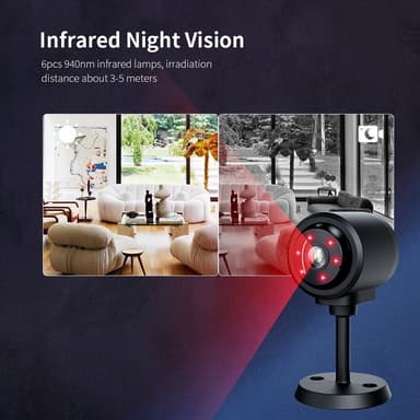 WiFi Säkerhetskamera Night Vision Rörelsedetektering 130 graders vidvinkel Övervakning