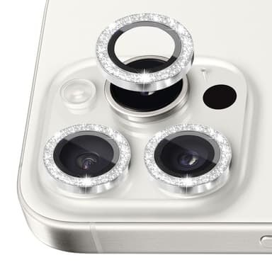 NORTHJO Kameralinsskydd med Glitter för iPhone 16 Pro / 16 Pro Max, Härdat Glas och Metall