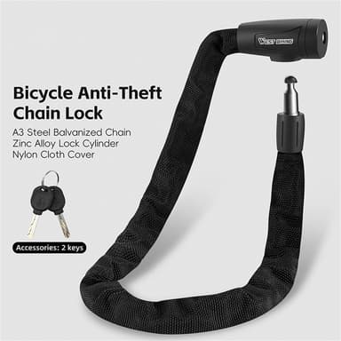 WEST BIKING Cykel Elcykel Moped Stål Lås Cykellås Kedjelås 70cm Stöldskydd MTB