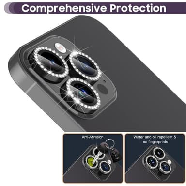 För iPhone 16 Pro 16 Pro Max Kamera Linsskydd härdat glas+metallring - Svart