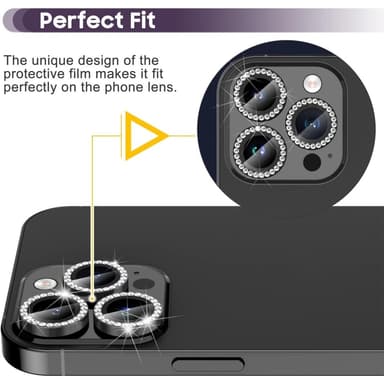 För iPhone 16 Pro 16 Pro Max Kamera Linsskydd härdat glas+metallring - Svart