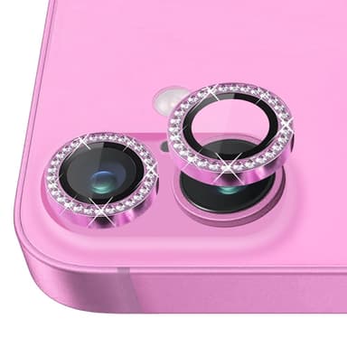 NORTHJO Kameralinsskydd med Strass för iPhone 16 / 16 Plus, Härdat Glas - Rose