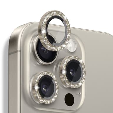 NORTHJO Kameralinsskydd med Glitter för iPhone 16 Pro / 16 Pro Max, Härdat Glas och Metall