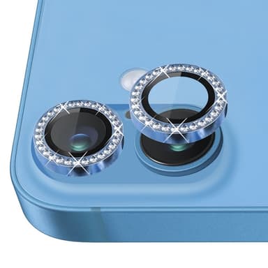 NORTHJO Kameralinsskydd med Strass för iPhone 16 / 16 Plus, Härdat Glas - Blå