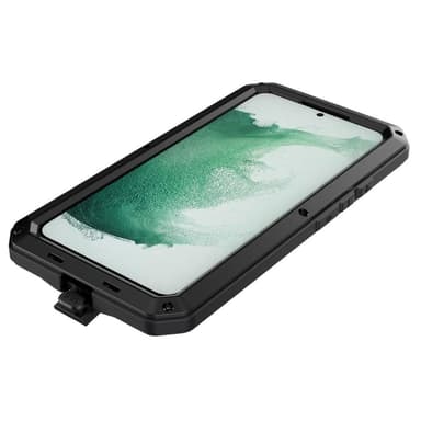Samsung Galaxy S22 Silikon Metall Hybrid Skal härdat glas Antidamm