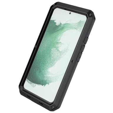Samsung Galaxy S22 Silikon Metall Hybrid Skal härdat glas Antidamm