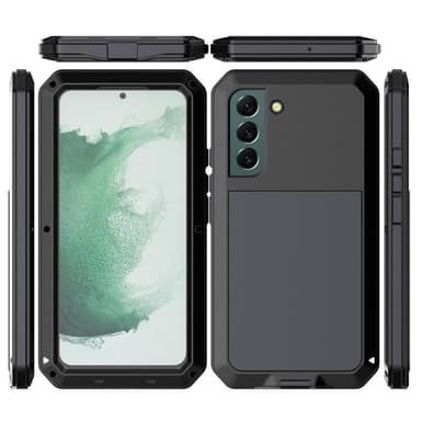 Samsung Galaxy S22 Silikon Metall Hybrid Skal härdat glas Antidamm
