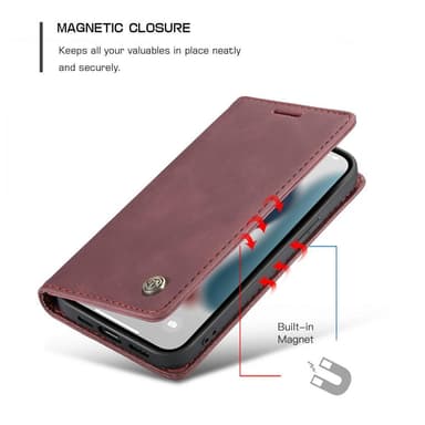 CASEME Plånboksfodral iPhone 13 - VinRöd