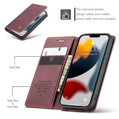 CASEME Plånboksfodral iPhone 13 - VinRöd