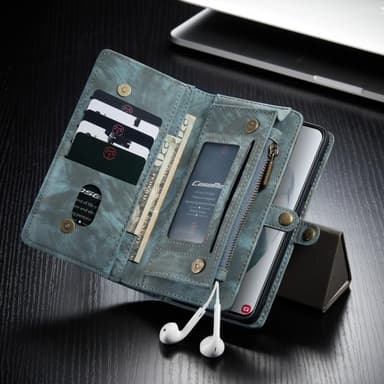 CASEME Samsung Galaxy S21 Ultra Retro läder plånboksfodral - Blå