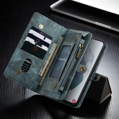 CASEME Samsung Galaxy S21 Ultra Retro läder plånboksfodral - Blå