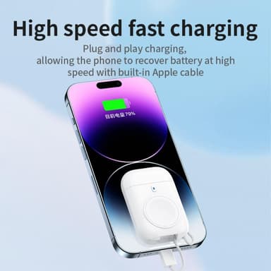 Qi Trådlös Powerbank Till Apple Watch Series 7/6/5/4/3/2/1 2580mAh