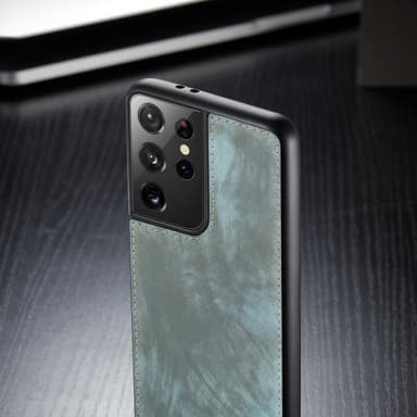 CASEME Samsung Galaxy S21 Ultra Retro läder plånboksfodral - Blå