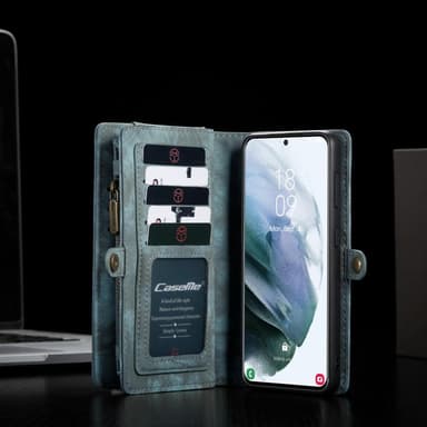 CASEME Samsung Galaxy S21 Ultra Retro läder plånboksfodral - Blå