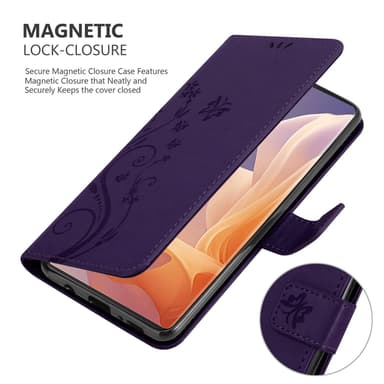 Motorola Moto G85 Plånboksfodral Skal Blommor (Violett)