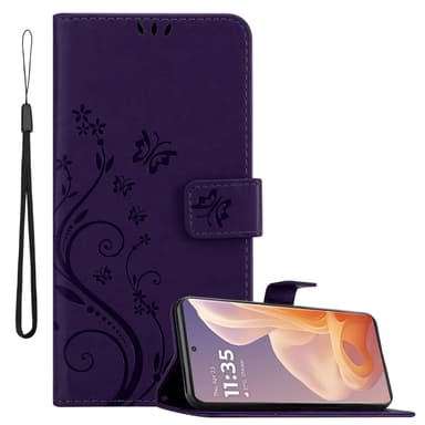 Motorola Moto G85 Plånboksfodral Skal Blommor (Violett)