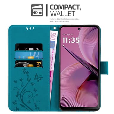 Motorola Moto G55 Plånboksfodral Skal Blommor (Blå)