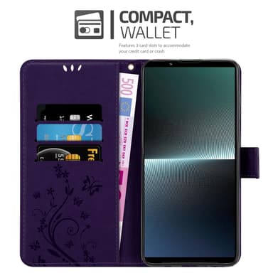 Sony Xperia 1 V Plånboksfodral Skal Blommor (Violett)