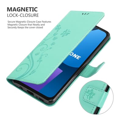 Fairphone 5 Plånboksfodral Skal Blommor (Turkos)