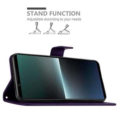 Sony Xperia 1 V Plånboksfodral Skal Blommor (Violett)