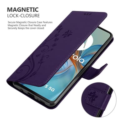 Motorola Moto G75 Plånboksfodral Skal Blommor (Violett)