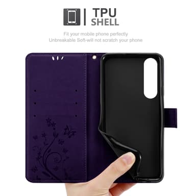 Sony Xperia 1 V Plånboksfodral Skal Blommor (Violett)
