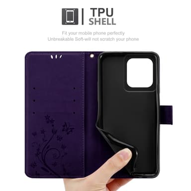 Motorola Moto G75 Plånboksfodral Skal Blommor (Violett)