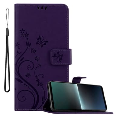 Sony Xperia 1 V Plånboksfodral Skal Blommor (Violett)