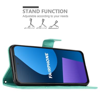 Fairphone 5 Plånboksfodral Skal Blommor (Turkos)