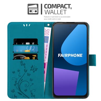 Fairphone 5 Plånboksfodral Skal Blommor (Blå)