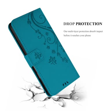 Fairphone 5 Plånboksfodral Skal Blommor (Blå)