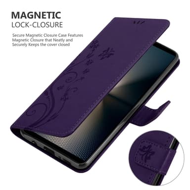 Sony Xperia 1 VI Plånboksfodral Skal Blommor (Violett)