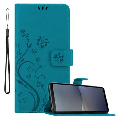 Sony Xperia 10 V Plånboksfodral Skal Blommor (Blå)