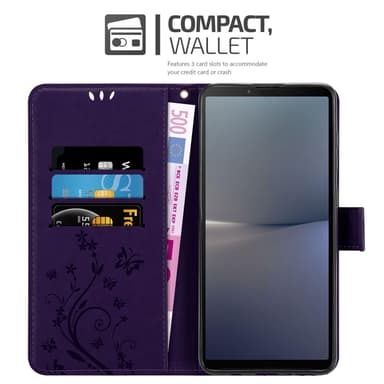 Sony Xperia 10 V Plånboksfodral Skal Blommor (Violett)