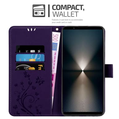 Sony Xperia 1 VI Plånboksfodral Skal Blommor (Violett)