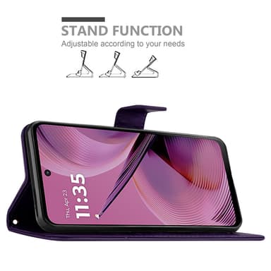 Motorola Moto G55 Plånboksfodral Skal Blommor (Violett)