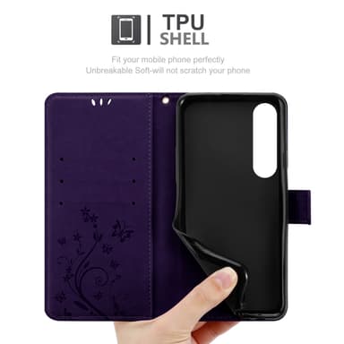 Sony Xperia 1 VI Plånboksfodral Skal Blommor (Violett)