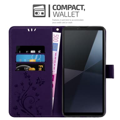 Sony Xperia 10 VI Plånboksfodral Skal Blommor (Violett)