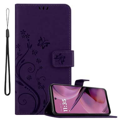 Motorola Moto G55 Plånboksfodral Skal Blommor (Violett)