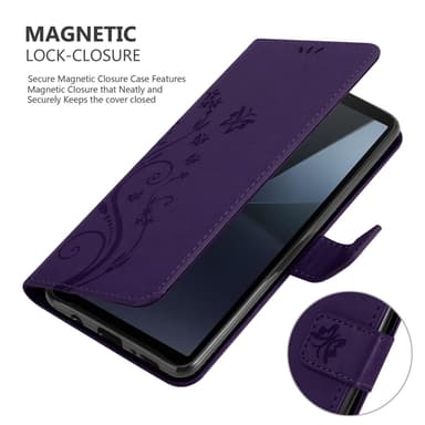 Sony Xperia 10 VI Plånboksfodral Skal Blommor (Violett)