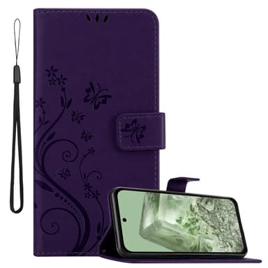 Google Pixel 8A Plånboksfodral Skal Blommor (Violett)