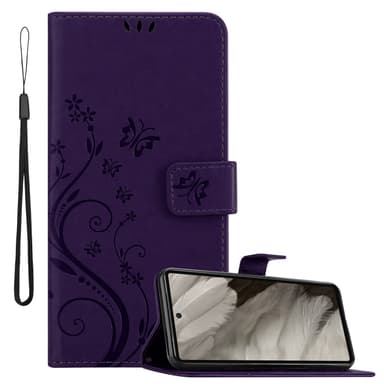 Google Pixel 7A Plånboksfodral Skal Blommor (Violett)