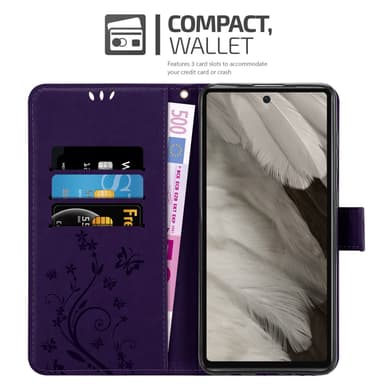 Google Pixel 7A Plånboksfodral Skal Blommor (Violett)