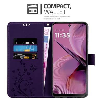 Motorola Moto G55 Plånboksfodral Skal Blommor (Violett)