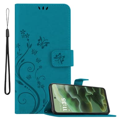 Motorola Moto G35 Plånboksfodral Skal Blommor (Blå)