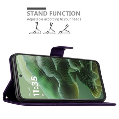 Motorola Moto G35 Plånboksfodral Skal Blommor (Violett)